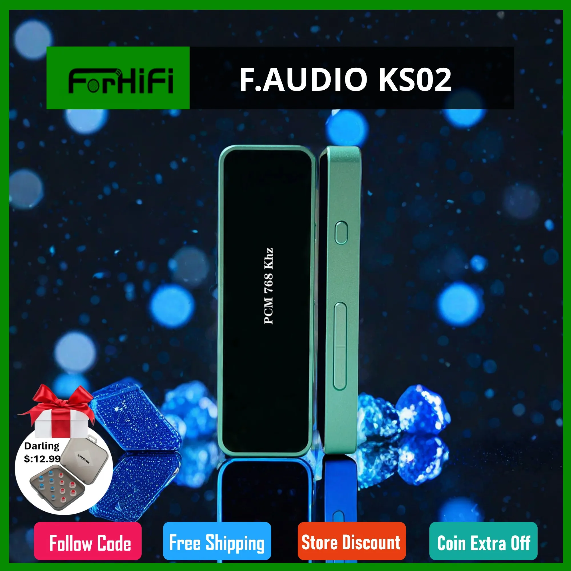 

F.AUDIO KS02 Convenient USB Decoding DAC ES9038Q2M + ES9603Q Combined Chip Support PCM 32Bit/768KHz DSD512