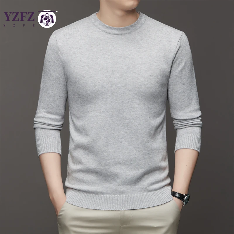 7 Colour Men's Round Neck Long Sleeved Solid Color Sweater Soft Warm and Comfortable Top with a Base