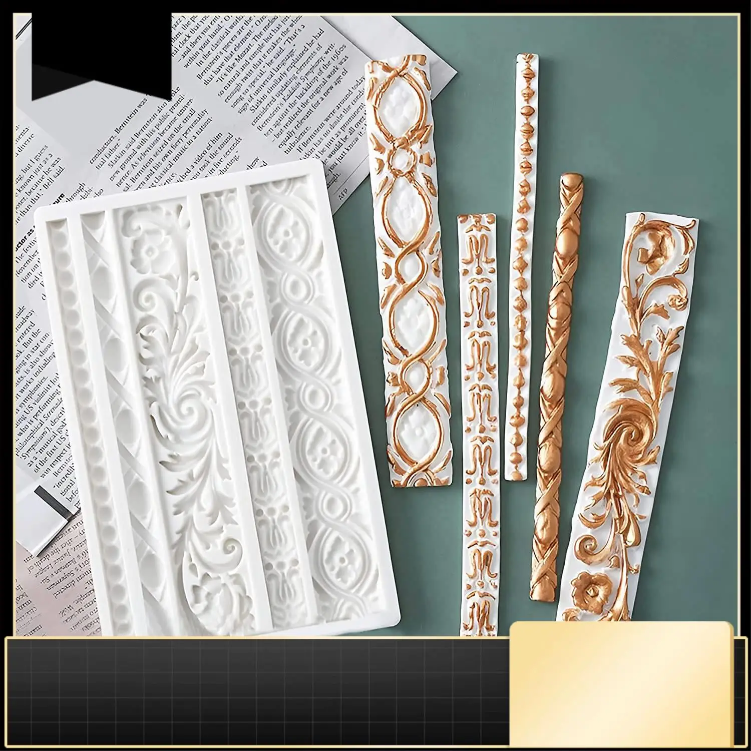 

3 Packs Baroque Silicone Molds Scroll Silicone Baroque Mold Clay Molds Fondant Molds Border Fondant Mold Wedding-N37R