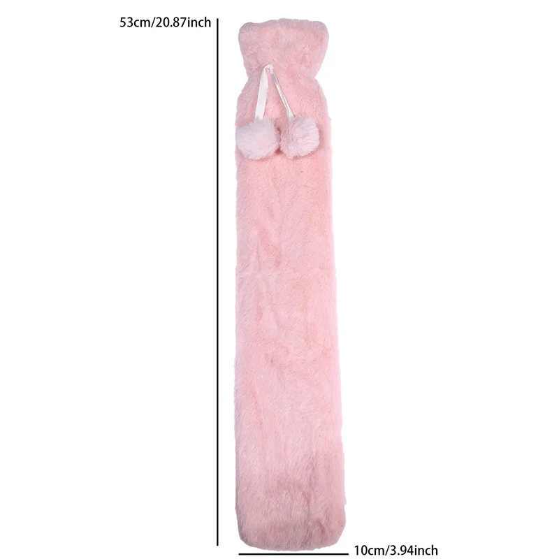 Long Hot Water Bottles Bag Pink Gray Removable Cover Extra Long Rubber Hot Water Bottle Waist Hand Foot Warmer