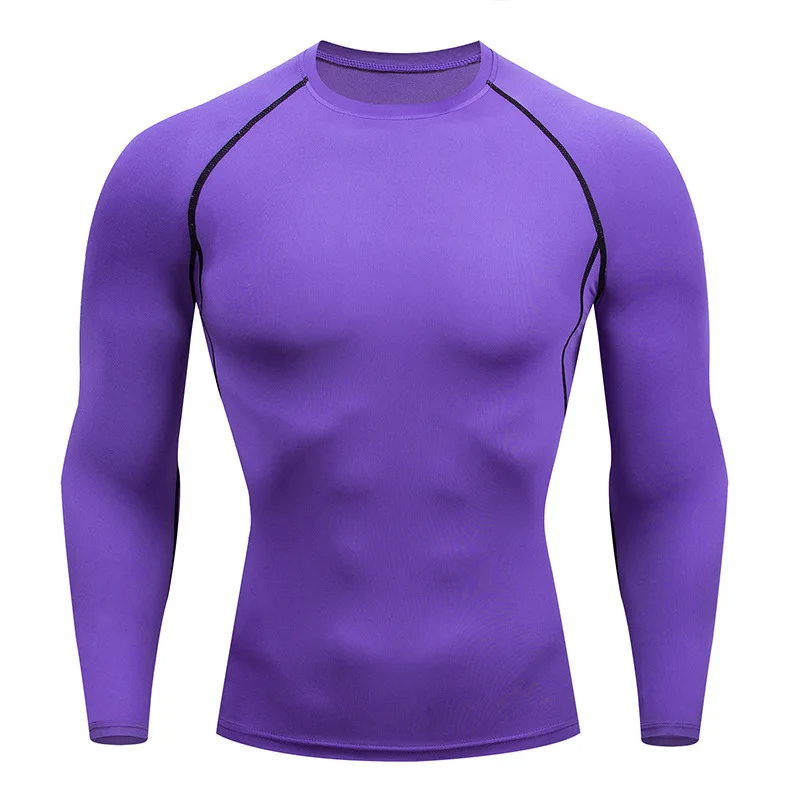 T-shirt de sport à manches longues pour homme, séchage rapide, compression, fitness, rashgard serré