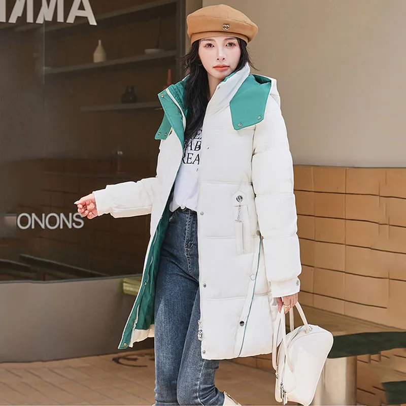 New Korean Jacket Women Winter Parkas Solid Hooded Thicken Warm Female Snow Wear Coat Padded Loose Clothes 3XL