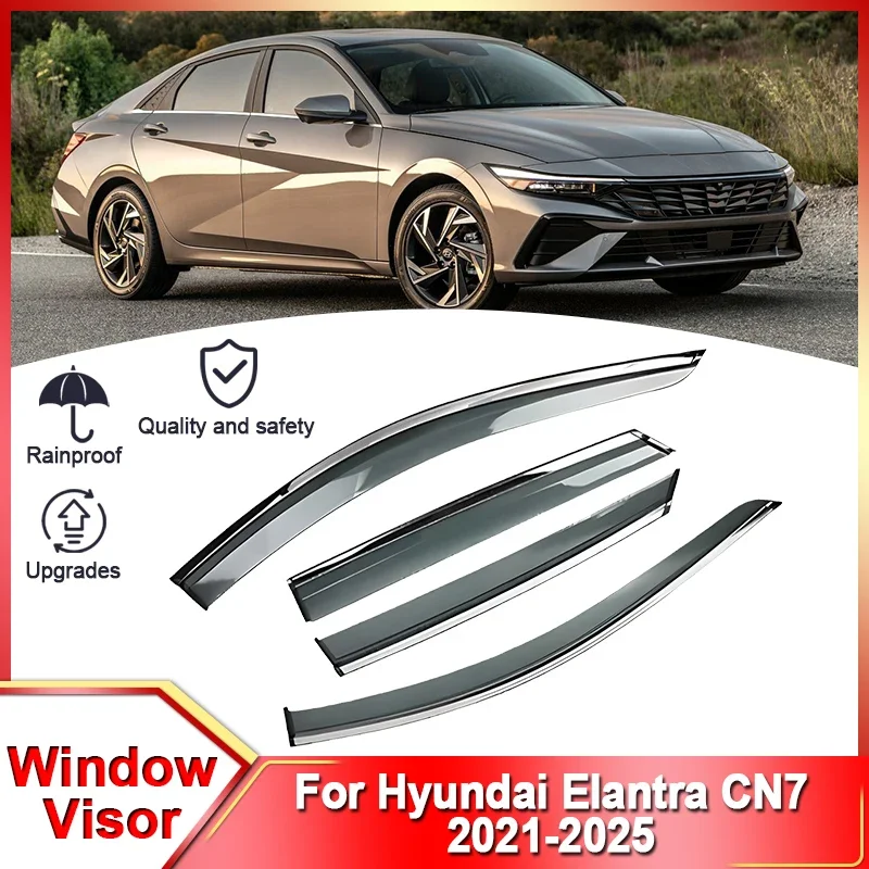 For Hyundai Elantra Avante i30 Sedan CN7 2021 2022 2023 2024 2025 Car Window Visor Sun Rain Guard Weather Shield Wind Deflector