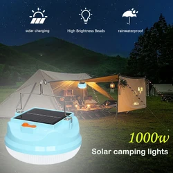 Solar LED Camping Light Waterproof Rechargeable Tent Lamp Portable Lanterns Emergency Lights Market Lamp Energy Saving Bulb