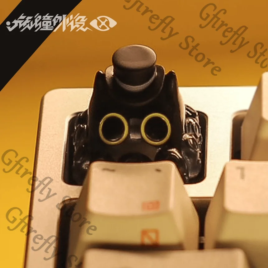 

Lord of Mysteries Resin Creativity Klein Moretti Top Hat Cat 3D Stereoscopic Mechanical Keyboard Light-transmitting Keycaps