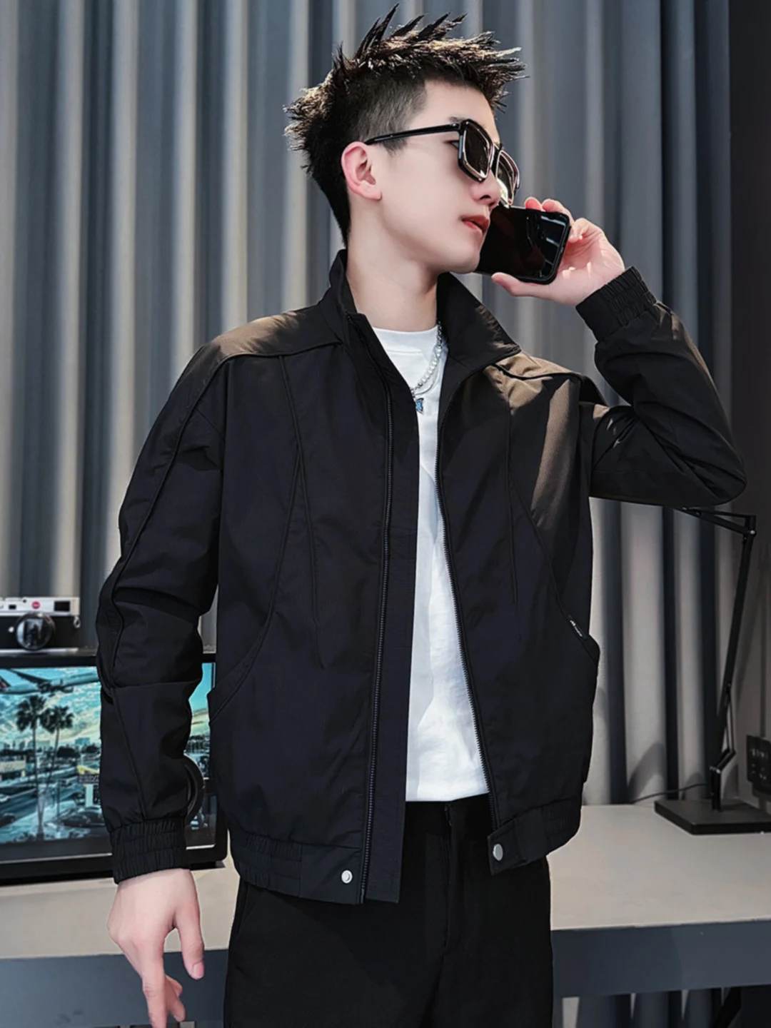 

Casual Men's Jaet 2025 Trendy Korean Version Spring Autumn Outerwear Sli Personali M Model Polyester Fiber Ox ...