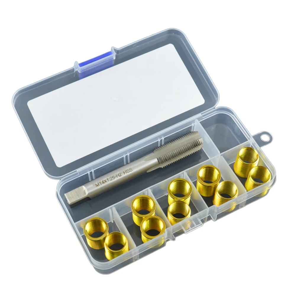 

Spark Plug Thread Repair Kit M12x1.25 Inserts & M14x1.25 Tap Kit Spark Plug Thread Repair Tools Tap Spark Plug for Car Engine