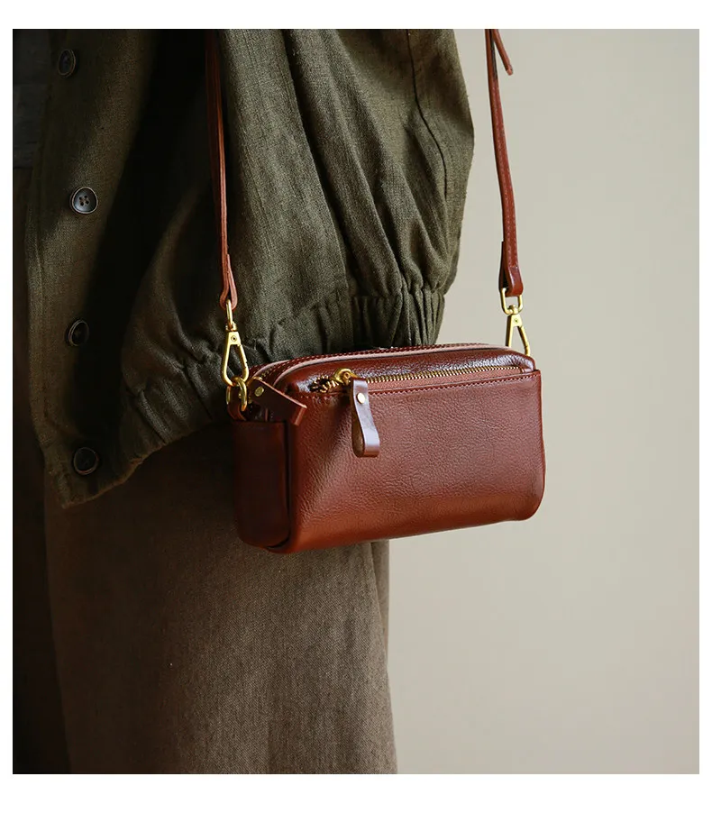 PNDME lässige Vintage-Umhängetasche aus Rindsleder, erste Schicht, Damenhandtasche, modisches Design, handgefertigt, echtes Leder, Damen-Crossbody-Tasche. – Detail 7