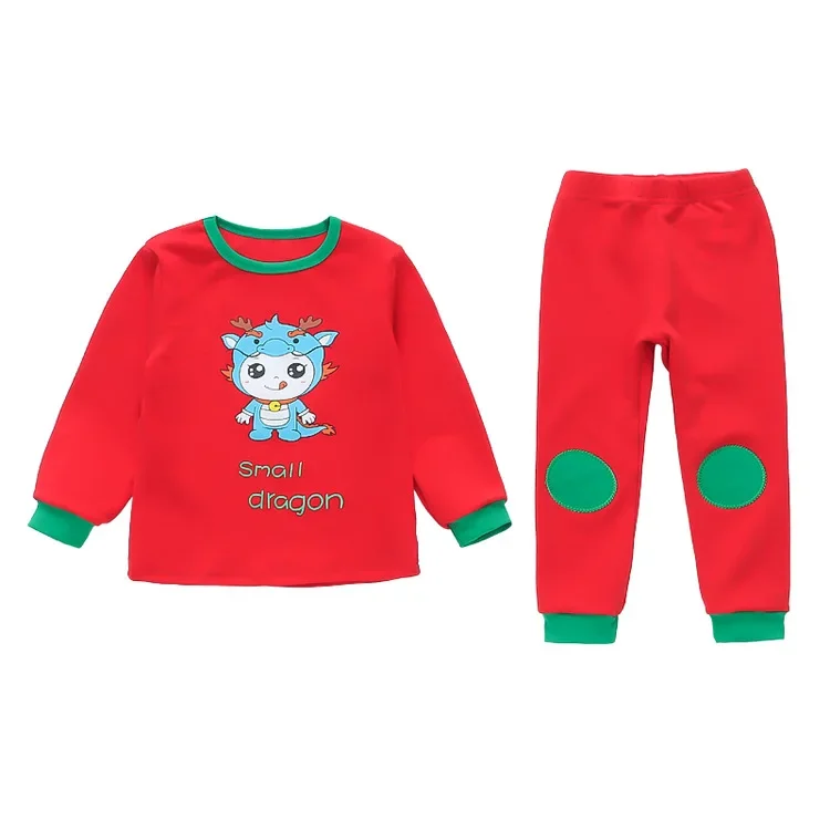 Children's loungewear set Autumn and winter boys and girls long johns two-piece set Cotton baby pajamas two-piece set