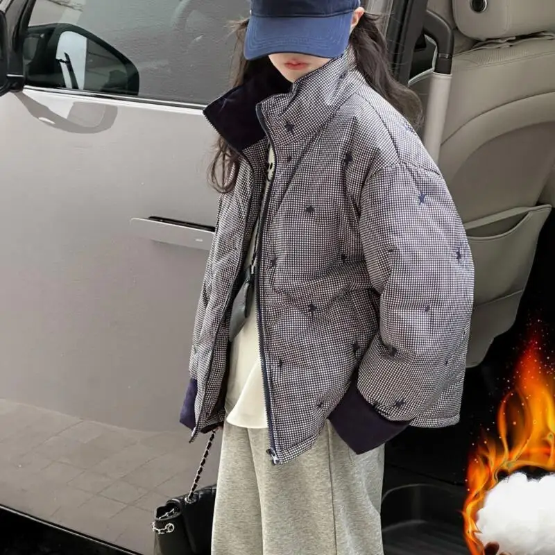 Girl Cotton-Padded Jacket Autumn and Winter Thicken Coat Child Zip-Up Jacket Keep Warm Kawaii Fashion New Style Casual Clothing