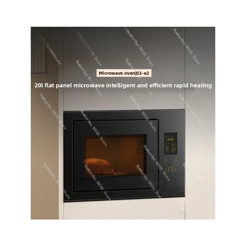W20800SP-02-E2 Embedded Microwave Oven, 20L Built-in, Touch Control, Black Glass Panel