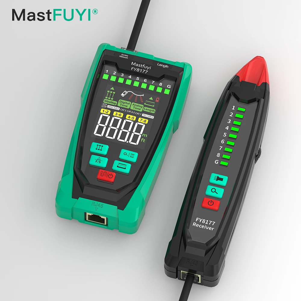 MASTFUYI Multi-function Network Cable Tester, Lan Check, Wire Tracker, Length Measurement, Wire Map Test, Breakpoint Location