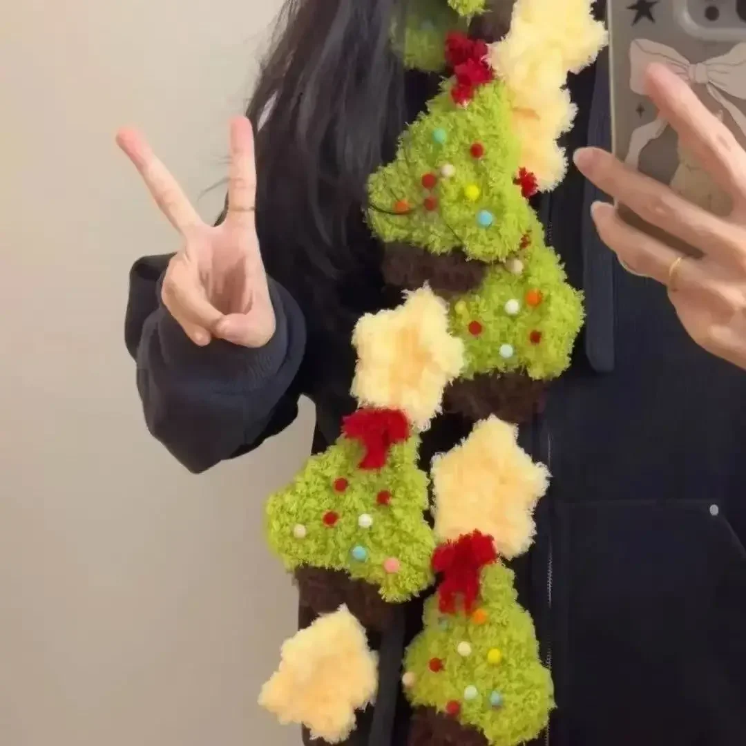

knitting plush scarf Christmas tree apple snowman handmade crochet doll cute child style material set tutorial finished product