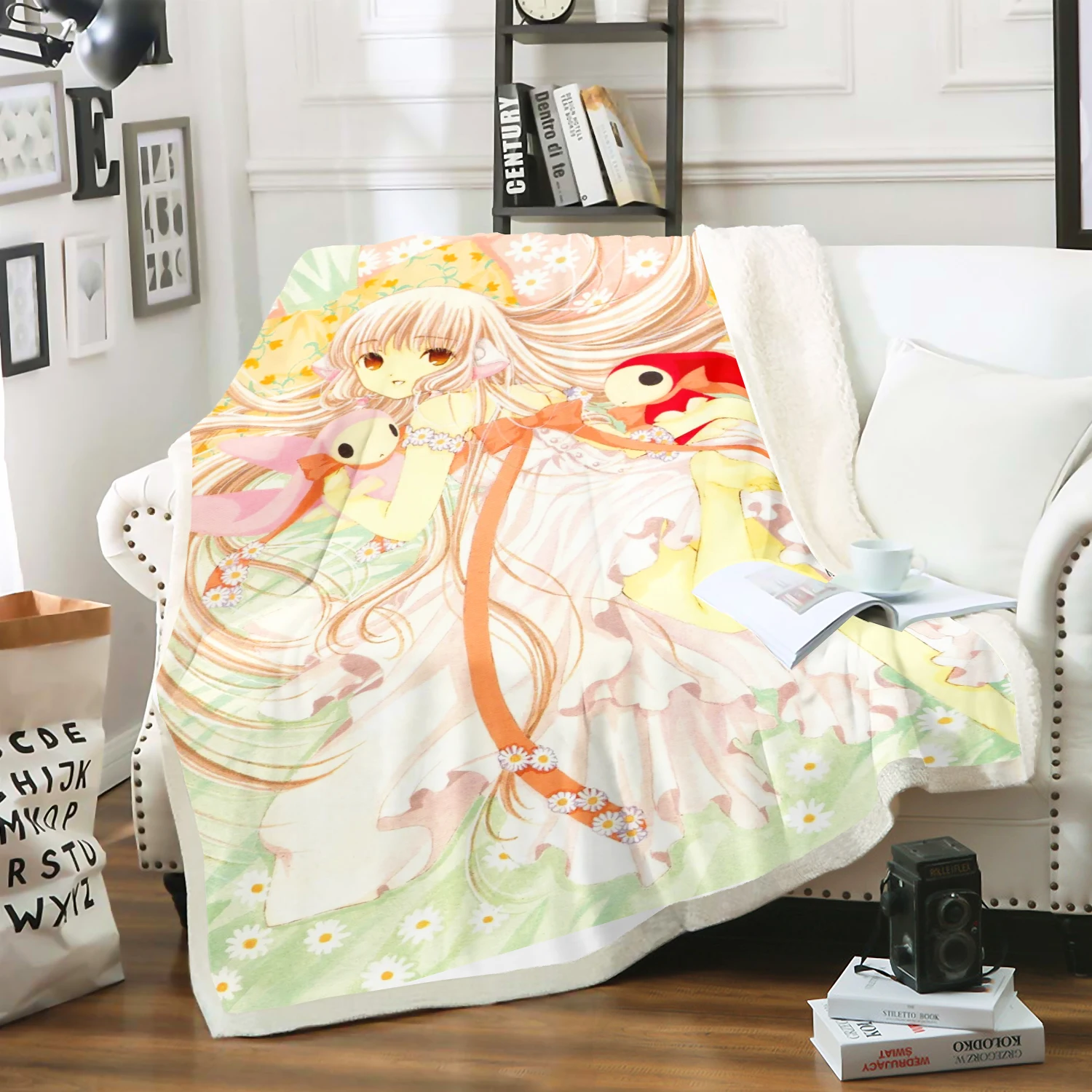 

Мультяшное гуманоидное компьютерное одеяло с сердечком ангела, плюшевое пушистое одеяло для девочек с кошачьими ушками, милые пледы с принтом, современные зимние подарки для детей