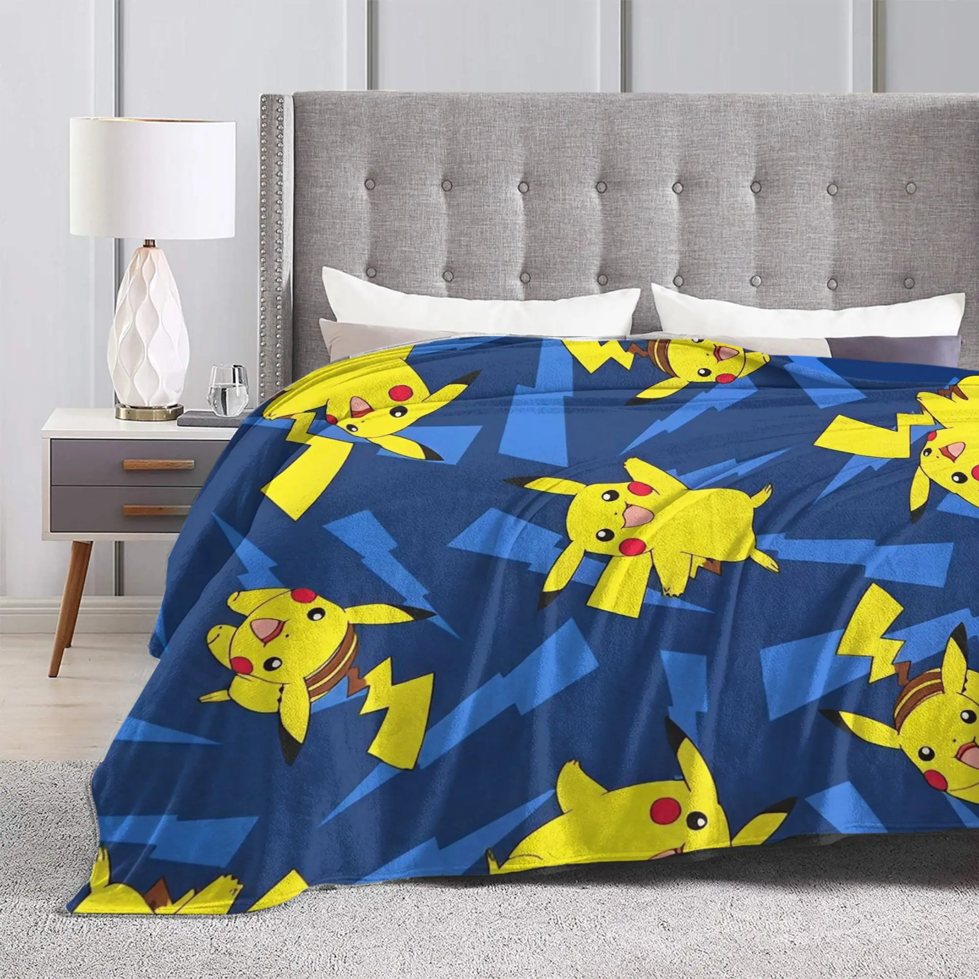 

Cute Cartoon Manga Poke-Mon Blankets Flannel Funny Soft Throw Blanket for Bedspread All Season