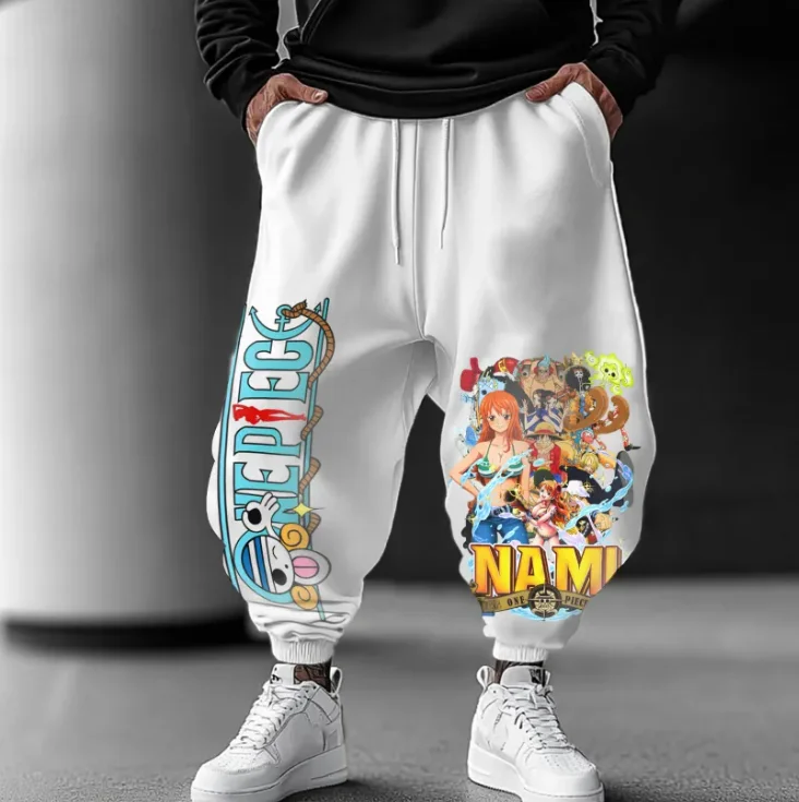 Długie spodnie z nadrukiem postaci z One Piece są wygodne i luźne. Długie spodnie z polaru na jesień i zimę są sportowe i codzienne.