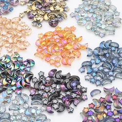 60Pcs 혼합 크리스탈 유리 스타 문 느슨한 펜 던 트 비즈 공예 DIY 만들기 보석 수 제 귀걸이 목걸이 액세서리