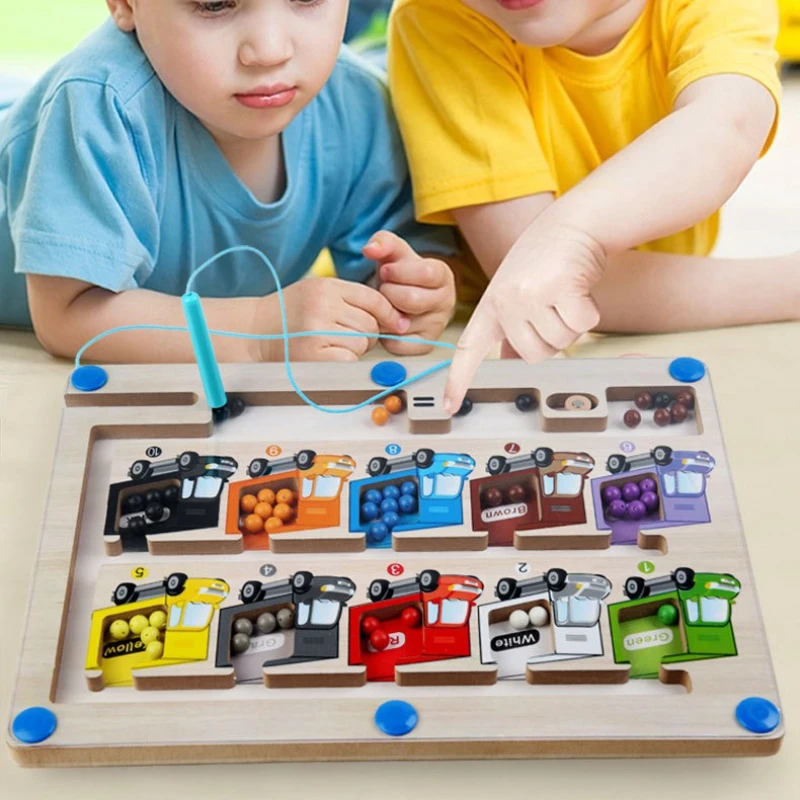 

Детская игрушка монтессори, магнитная ручка, движущаяся шариковая игра, цветная сортировка, счетная доска, тонкий двигатель, детские развивающие игрушки