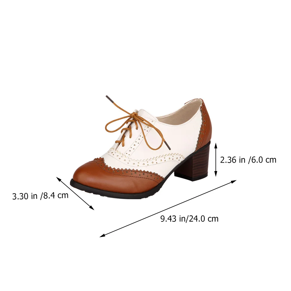 Shoes Women's Deep Mouth High Heel Girls Footwear Tie Shoelaces Chunky Heels