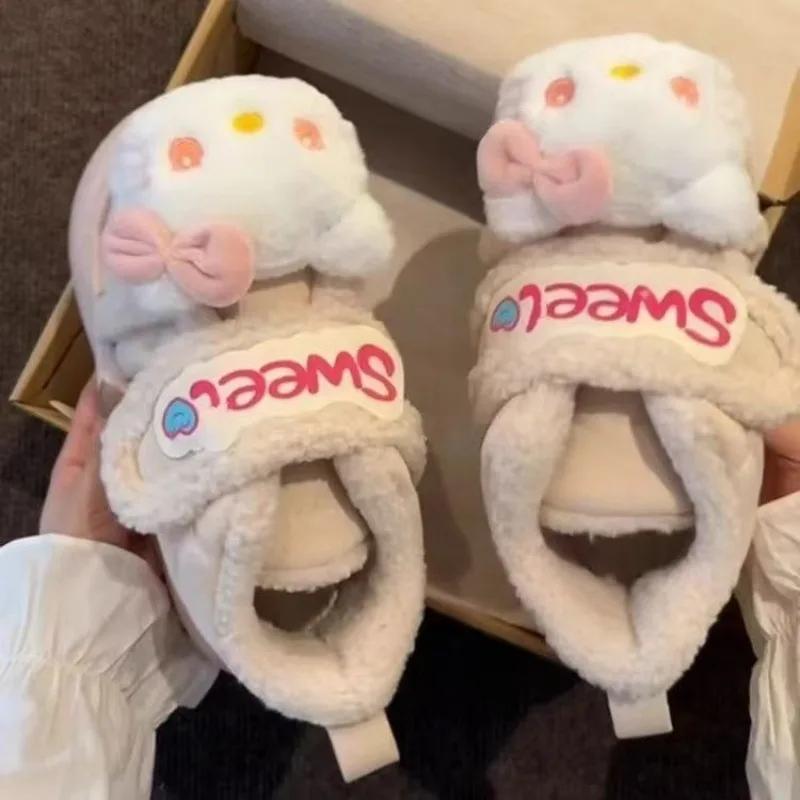 Kawaii Hello Kitty Sanrio Students Cute Fleece Warm Cotton Shoes Children Comfortable Winter Running Shoes Gifts for Girls