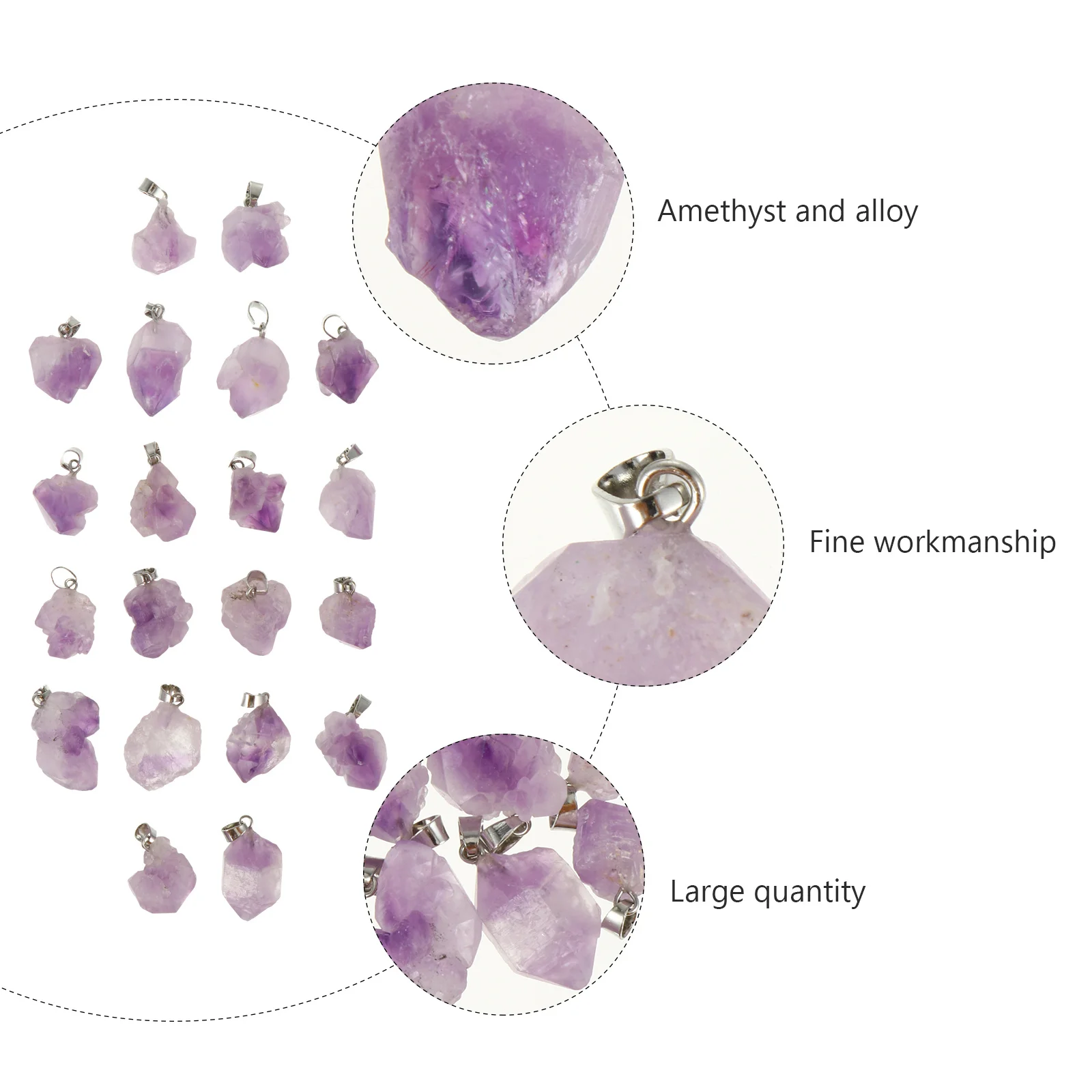 

20Pcs Amethyst Pendant Charms for DIY Jewelry Making Necklace Bracelet Earrings Accessories Necklace Charms Amethyst Pendant
