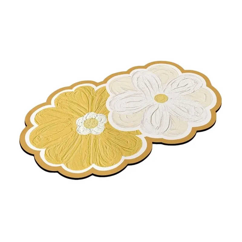 ABZV-Non-Slip Diatomite Bathroom Mat Water-Absorbing Soft Flower Door Mat Customer Needs