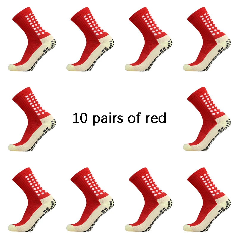 10 Pairs/lot Men Womens Football Socks Cotton Square Silicone Suction Cup Grip Anti Slip Soccer Sports Rugby Socks Tennis Socks