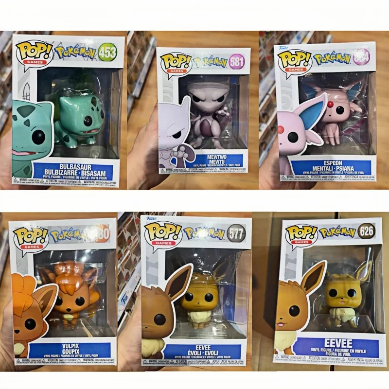 Figura Original Funko POP de Pokémon, Eevee # 577 # 626 # 884 Bulbasaur # 453 Mewtwo # 581 Vulpix 580 Adorno Coleccionable de Escritorio, Regalo