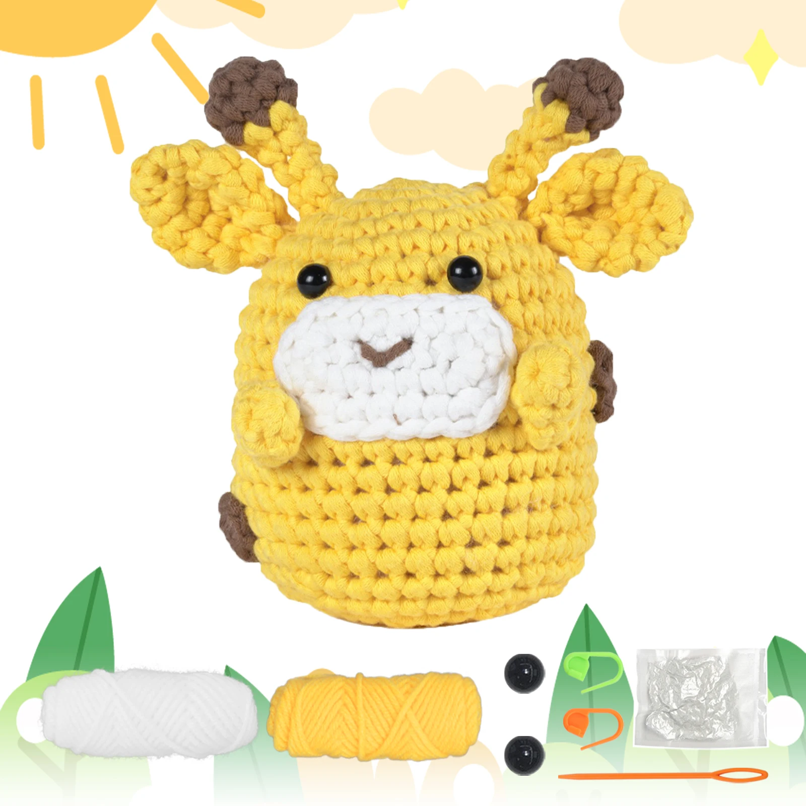 1pcs, Giraffe Crochet Set for Beginners, Starter Set with Step-by-Step Video Tutorials, DIY Knitting Craft Supplies Gift