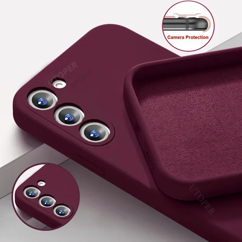 

Liquid Silicone Case For Samsung Galaxy S24 S23 S22 S21 S20 Ultra Plus FE A54 A53 A52 5G 4G Shockproof Bumper Soft Cover