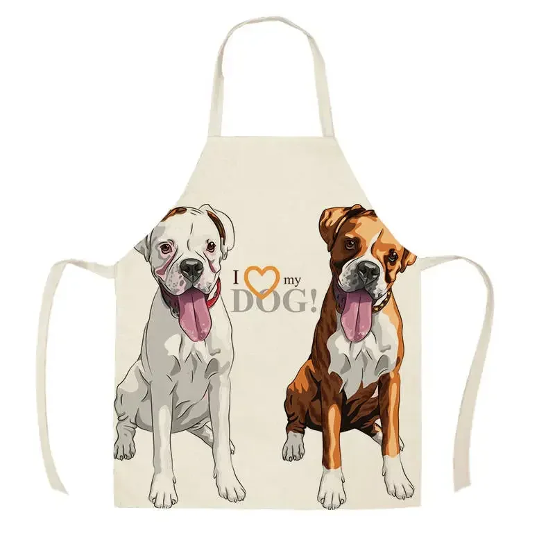 New Cartoon Dog Print Kitchen Apron Men Women Home Cleaning Tools Family Dinner Parent-child Anti-dirty Apron Waist Accessory