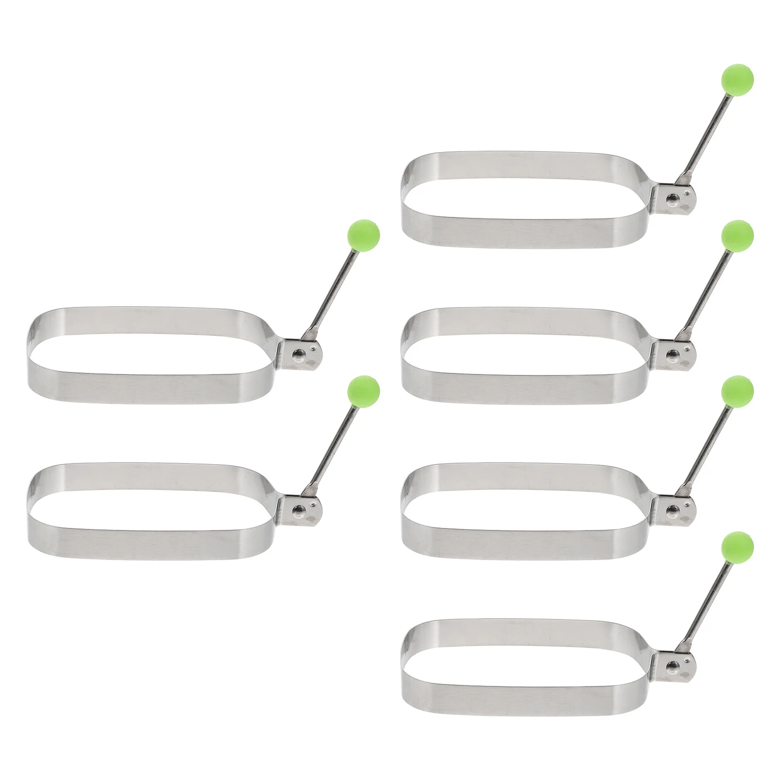 

6pcs Square Shape Egg Frying Molds Thickened Stainless Steel Non-Stick Easy Clean Foldable Anti-Scald Handle Food Safe