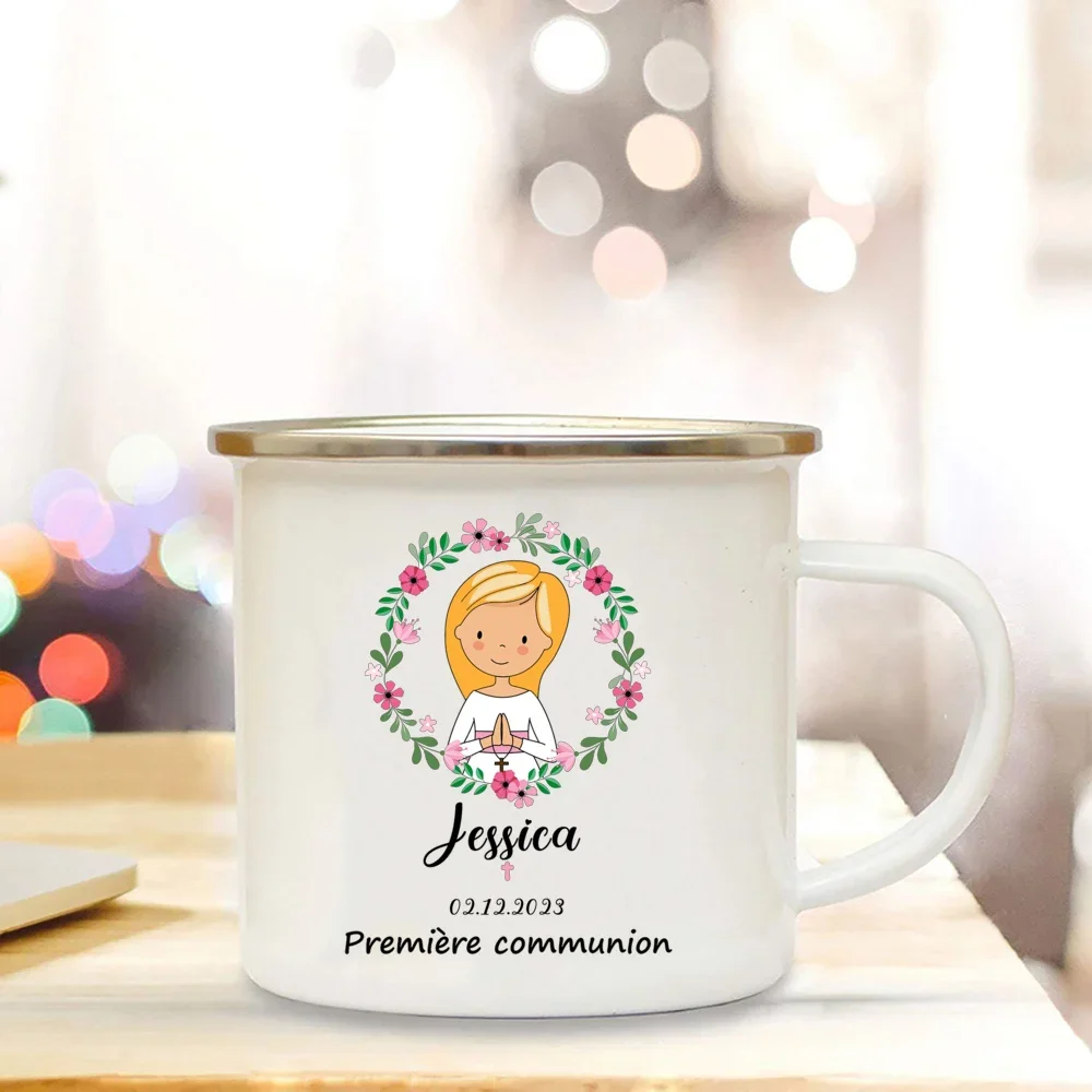 Personalized Mug for Kids Hot Chocolate Custom Name cup coffee cups Handle Mugs Favors Child First Holy Communion Party Gift