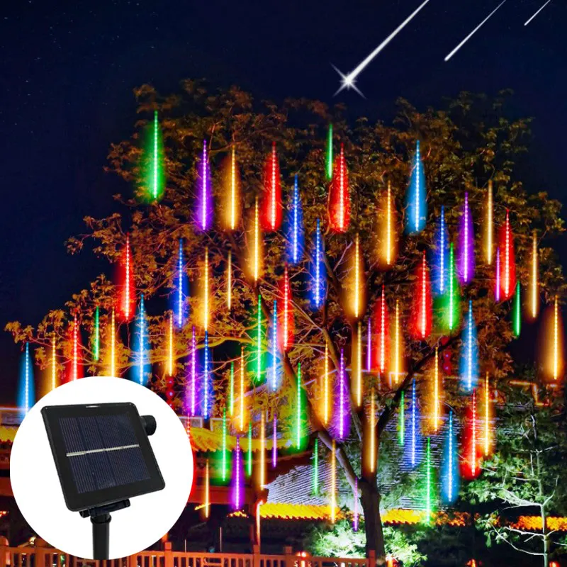 

Fairy Holiday Light Christmas Decoration Solar Meteor Shower Light 30/50CM 8 Tubes LED String Light Garlands for Wedding Garden