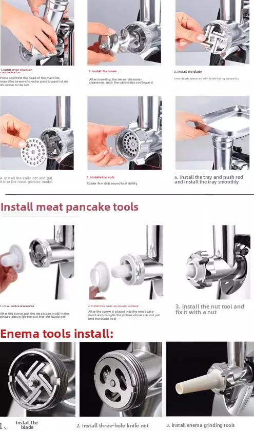 MGA-120 hachoir à viande domestique 300W multi-fonction viande hachée électrique saucisse machine de remplissage acier inoxydable haché poivre