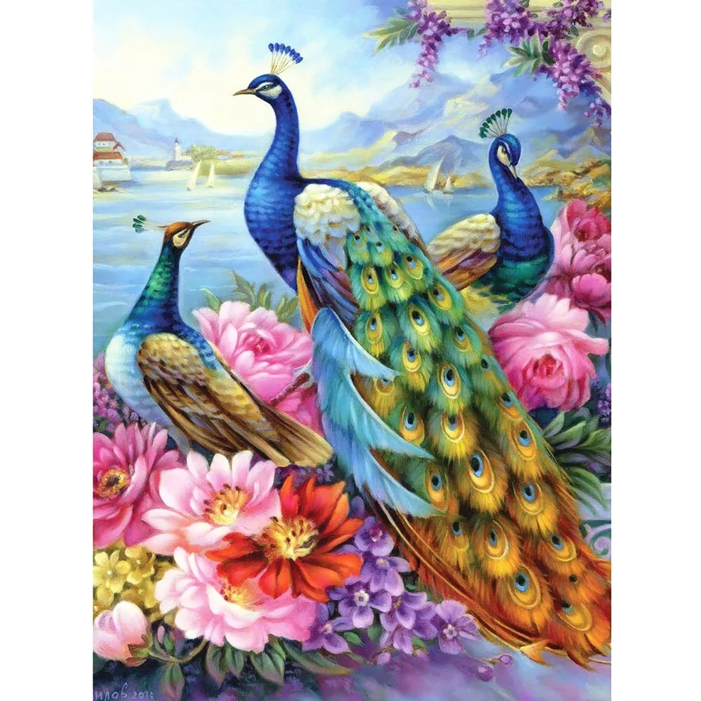 

DIY 5D full Diamond Embroidery,Round Diamond Peacock scene Living room beads decoration rhinestone Diamond painting