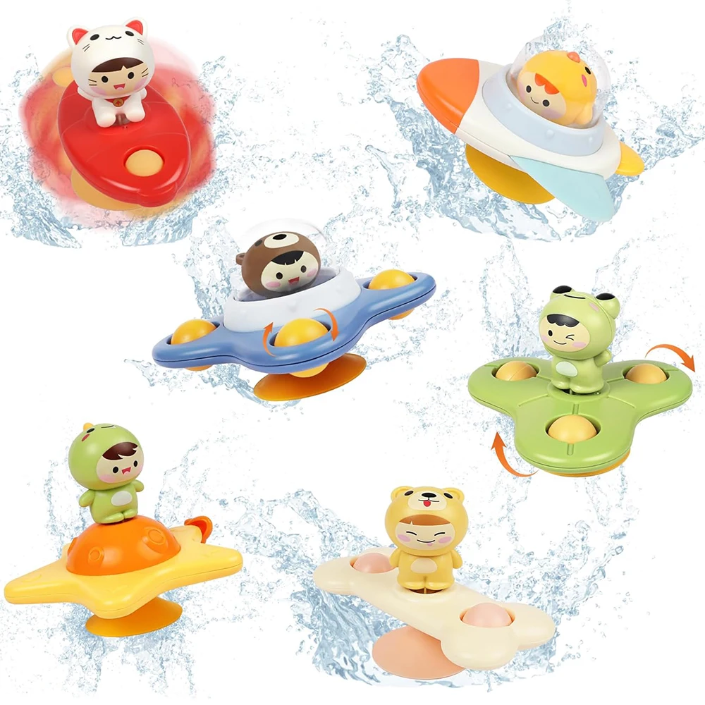 Catoon Bath Toys 6-12-18 Months Baby Toy Suction Cup Spinner Toys for Boys Girls 1 2 3 Years Sensory Toys for Toddler Kids Gift