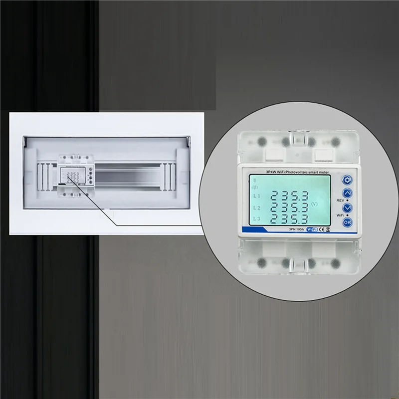 ABKQ-3X 3 Phase 380V 100A Tuya Wifi Smart Bi-Directional Kwh Meter Over Under Voltage Protector Relay Switch Current Limit