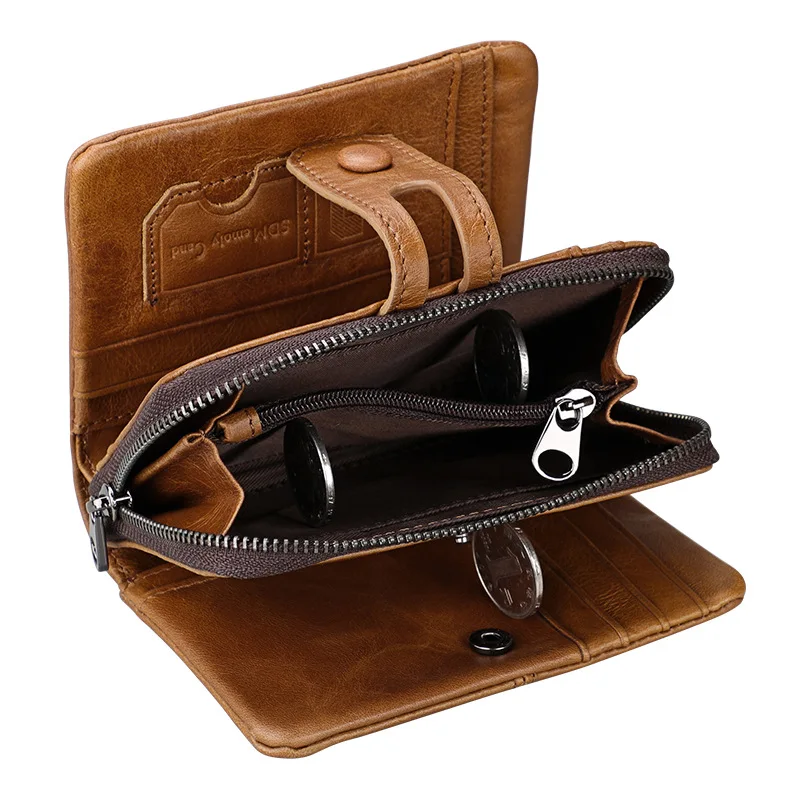 Neue Rfid-Grießüberschreitende Echtleder-Geldbörse für Männer und Frauen, Reißverschlusstasche, funktionelle kleine Tasche, ular Elements