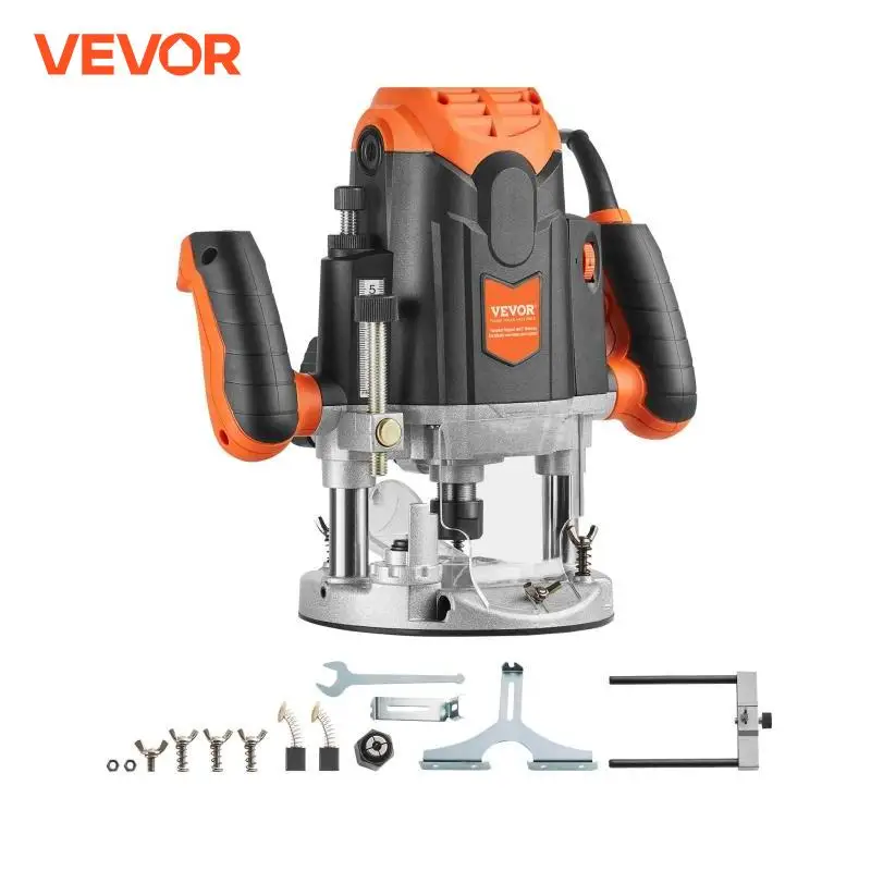 Vevor ไม้เราเตอร์แบบจุ่ม3-1/4 HP 120V ตัวแปรความเร็วไฟฟ้าเราเตอร์ฐานกระโดดชุดเราเตอร์สำหรับงานไม้ DIY