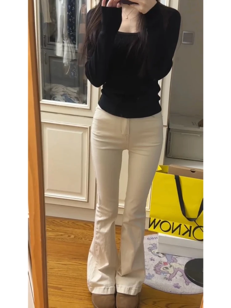 

High Waist Flared Jeans Women's Spring Autumn Slimming Tightening Long Floor-Length Pants High Rise Bootcut Denim Skinnies