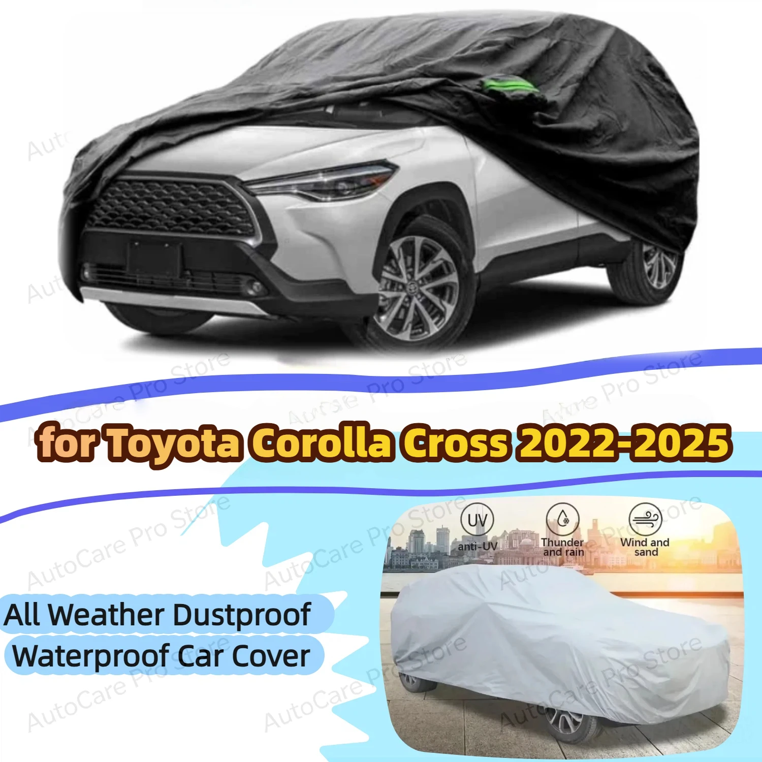 Outdoor Car Covers Custom Fit for Toyota Corolla Cross 2022-2025 Waterproof All Weather for Automobiles Rain Snow Sun Protector
