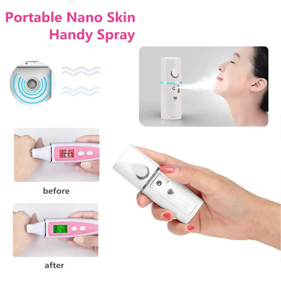 20mL ナノコールドスプレーフェイススチーマーミニポータブルUSB充電式ABS加湿器ネブライザー美容クールミストスキンケアツール