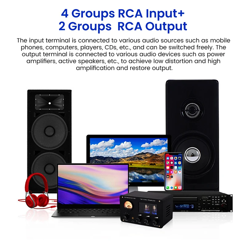 PJ. MIAOLAI SA-1000 preamplificatore a tubo HiFi 6 h3n amplificatore per cuffie tono tubo 4 ingressi 2 uscite Chip Ne5532 con Vu Meter