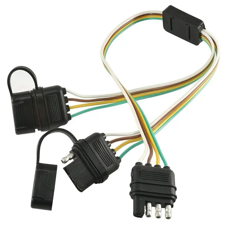 ABGH-For LED Tailgate And Trailer Light Compatible 4 Pin Flat Y-Splitter Plug Adapter With Dual Output
