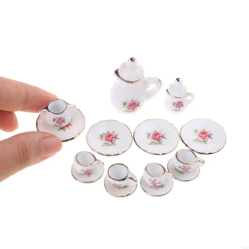 J2HF Mini Tea Cup Model Figurine Kitchen Búp bê Búp bê