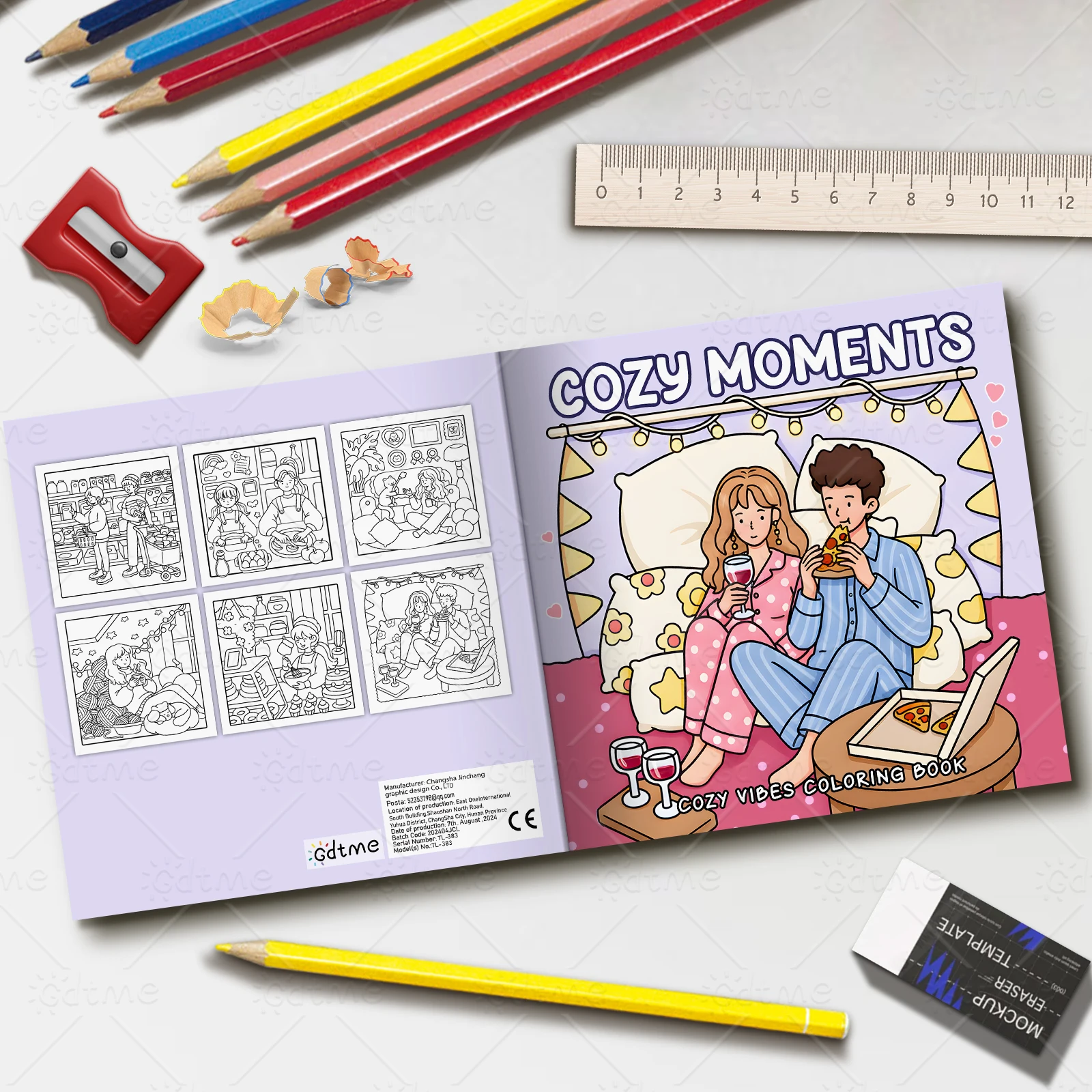 COZY MOMENTS Malbuch für Erwachsene mit niedlichen, gemütlichen täglichen Aktivitäten zur Entspannung (Cozy Spaces Coloring) – Detail 2