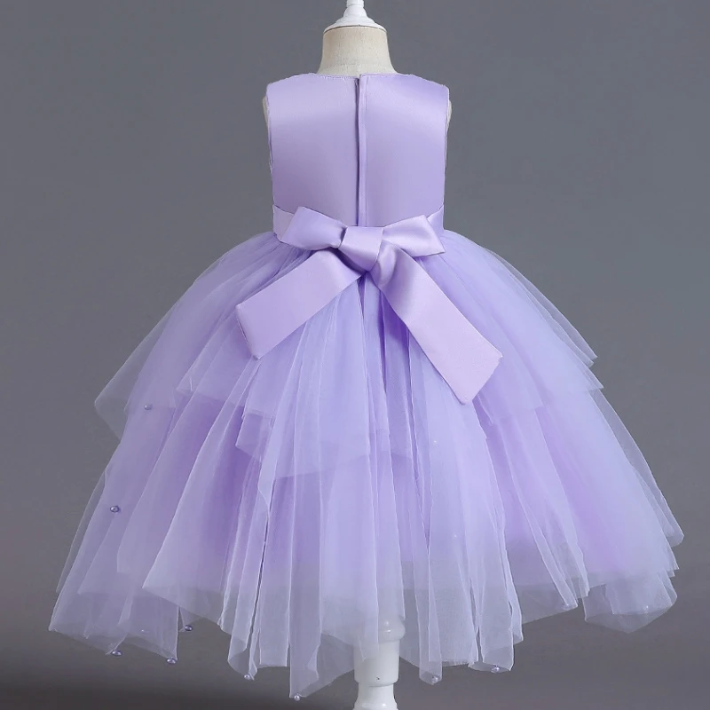 3 5 to 10 Years Flower Girl Elegant Luxury Sequin Hallowe Dresses Kids Bridesmaid Wedding Party Prom Lilac Gala Birthday Clothes