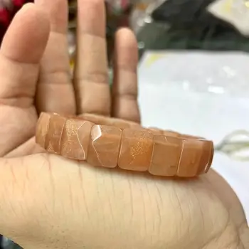황금 모래 Sunstone 비즈 팔찌 남성용 여성용 천연 보석 쥬얼리 팔찌, 선물 도매! 