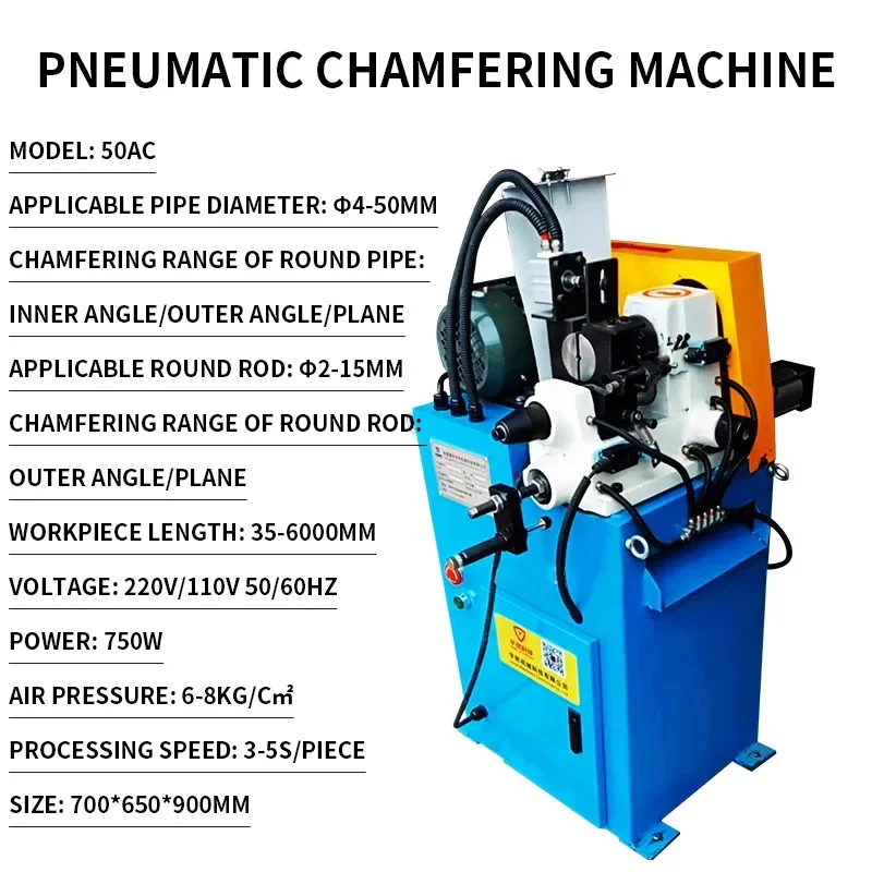 Pneumatische Anfasmaschine Vollautomatische Anfasmaschine Rundrohr-Edelstahlrohr Doppelseitiger Rundstab